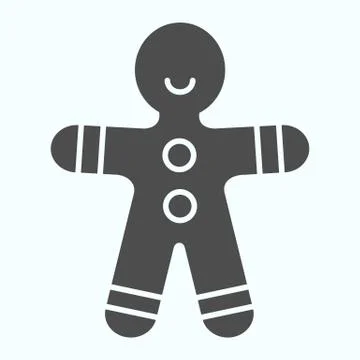 Gingerbread man solid icon. Shortcake cookie in shape of man. Christmas vector Stockillustratie