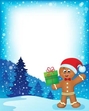 Gingerbread man theme frame - eps10 vector illustration. Illustrazione stock