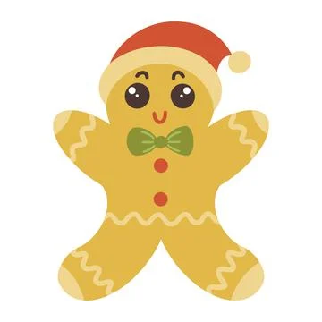 Gingerbread man vector icon. Hand-drawn illustration Stock Illustration