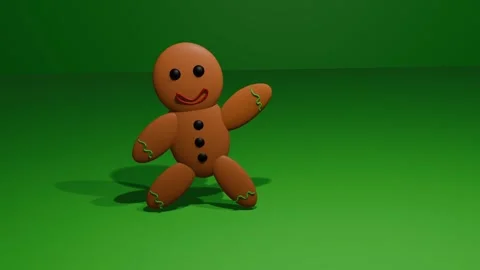 Gingerbread man waving on green background Stock Footage 296249778