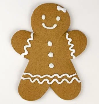 Gingerbread man on a white background. Close up. 스톡 사진