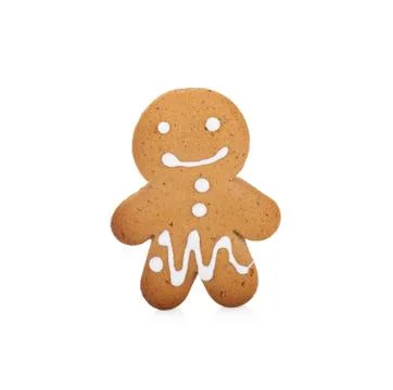 Gingerbread man on white Stock Photos