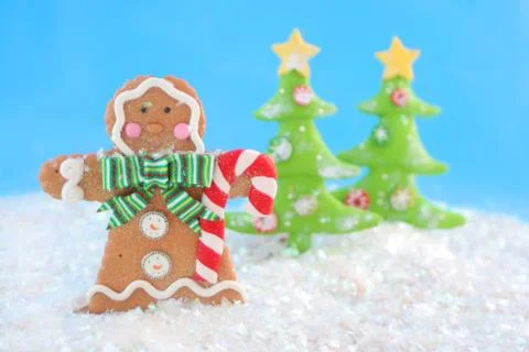 Gingerbread man winter Stock Photos