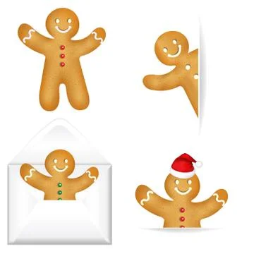 Gingerbread mans big set Stock Illustration