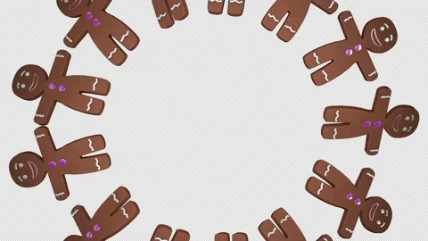 Gingerbread Men Circle Isolated Video Loop Stock Footage 143337505
