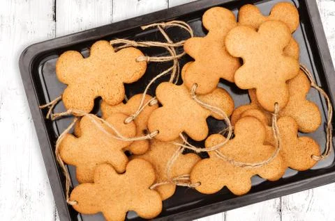 Gingerbread Men On Light Background Foto stock