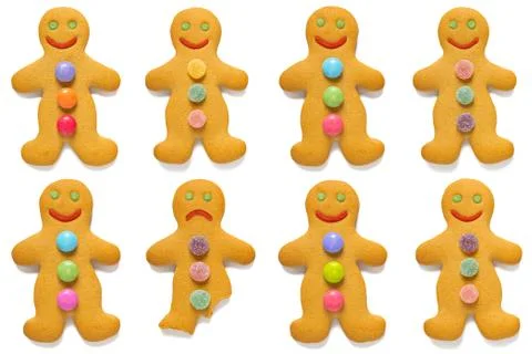 Gingerbread men odd one out Stock Photos