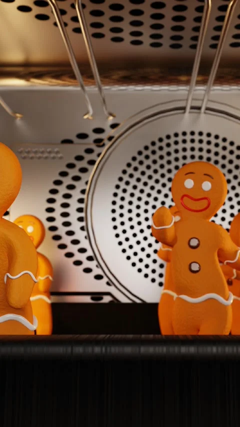 Gingerbread men in the oven Stock-Footage 287921854