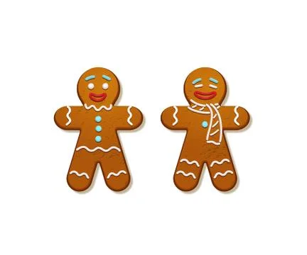 Gingerbread men. Vector Christmas and New Year holiday elements. 스톡 일러스트