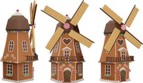 Gingerbread mill 3d Stock Illustration
