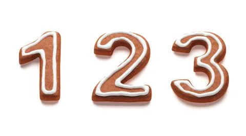 Gingerbread numbers isolated with clipping path Stock Illustration