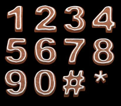 Gingerbread numbers isolated with clipping path Stock Illustration