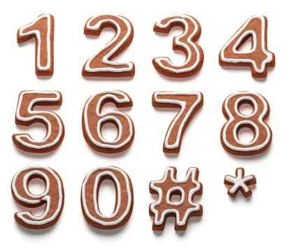 Gingerbread numbers isolated with clipping path Stock Illustration