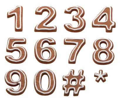 Gingerbread numbers isolated with clipping path Stock Illustration