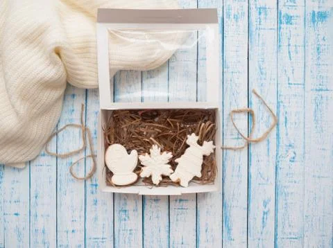 Gingerbread in a package on an old table in the French style Stock Photos
