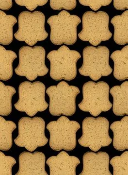 Gingerbread pattern on black background, seamless texture background. Ging... Stock Photos