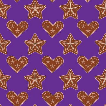 Gingerbread pattern on editable background. Stock Illustration