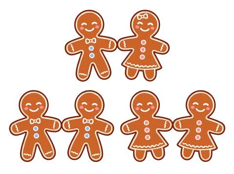 Gingerbread people cookie couples Stock Illustration