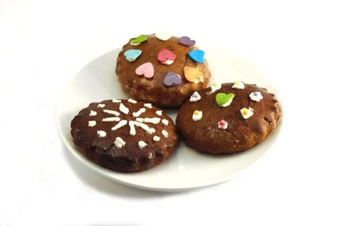 Gingerbread on a plate - isolated. Stock Photos