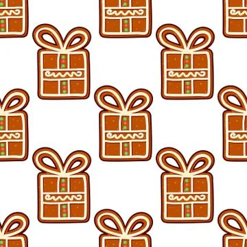 Gingerbread presents seamless pattern Stock Illustration