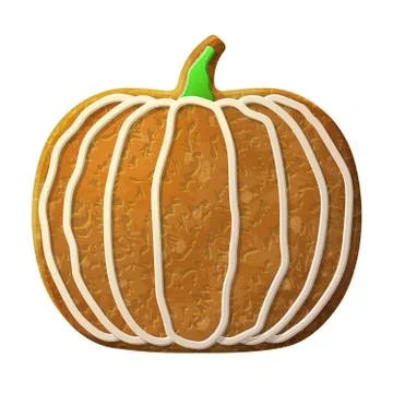 Gingerbread pumpkin decorated colored icing Stockillustratie