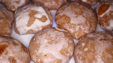 Gingerbread rotating seamless looping food texture pattern close up footage Stock Footage 103091156