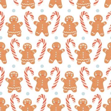 Gingerbread seamless pattern house cookies vector Stock Illustration