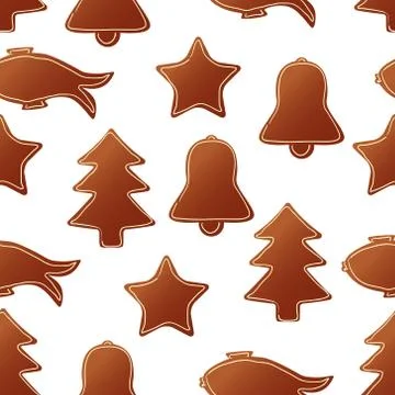 Gingerbread seamless pattern Stock Illustration