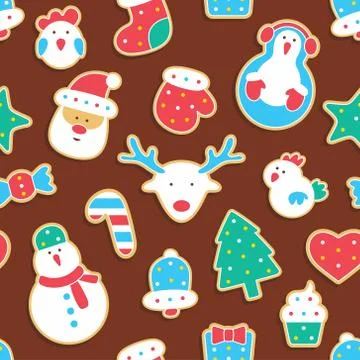 Gingerbread seamless pattern Illustrazione stock
