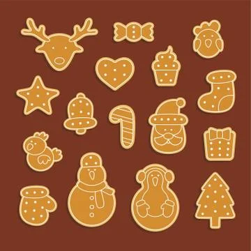 Gingerbread set Stock Illustration
