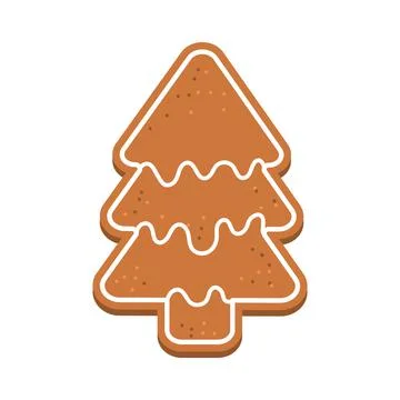 Gingerbread in the shape of a Christmas tree with white icing. Christmas Stock Illustration