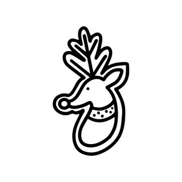 Gingerbread in the shape of a deer. Doodle style Illustrazione stock
