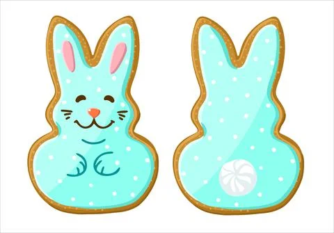 Gingerbread in the shape of an Easter bunny. Stock Illustration