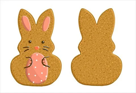 Gingerbread in the shape of an Easter bunny. Stock Illustration