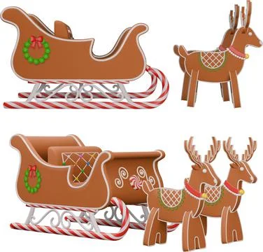 Gingerbread sleigh 3d Stock Illustration