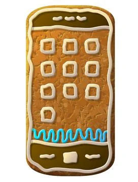 Gingerbread smartphone decorated colored icing Stock Illustration