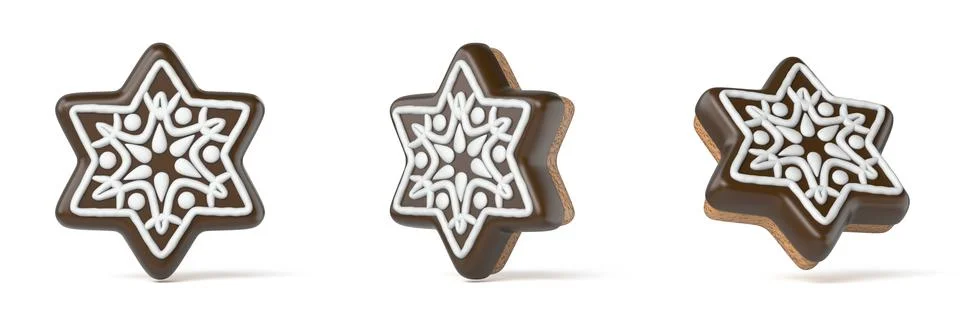 Gingerbread snowflake 3D Stock Illustration