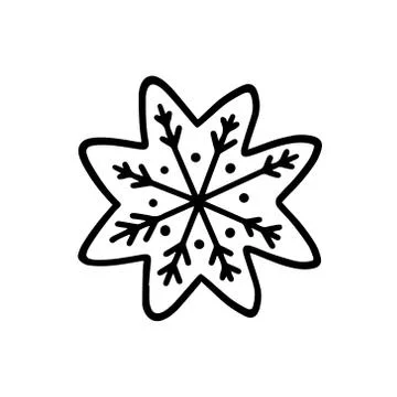 Gingerbread snowflake. Hand drawn vector illustration in Doodle style Stock Illustration