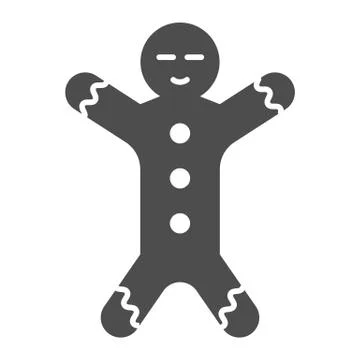 Gingerbread solid icon. Ginger cookie in shape of man symbol, glyph style Stock Illustration