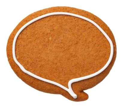 Gingerbread Speech Bubble Cookie Isolated on White Background Stock Photos