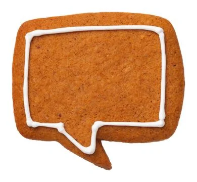 Gingerbread Speech Bubble Cookie Isolated on White Background Stock Photos