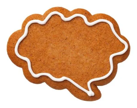 Gingerbread Speech Cloud Cookie Isolated on White Background Stock Photos