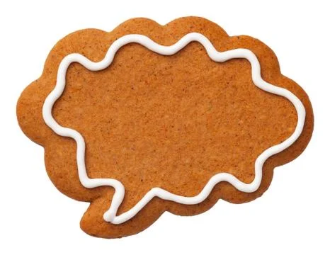 Gingerbread Speech Cloud Cookie Isolated on White Background Stock Photos