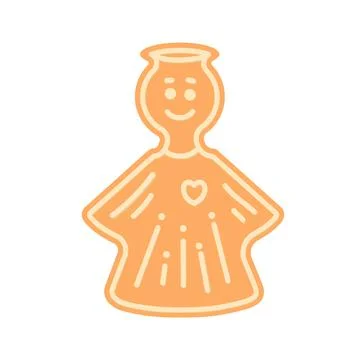 Gingerbread. Spice cake. Angel. Flat, vector Illustrazione stock