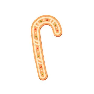 Gingerbread. Spice cake. Candy cane. Cookie. Flat, vector Stock Illustration