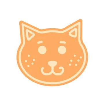 Gingerbread. Spice cake. Cat. Teacup. Flat, vector Stock Illustration