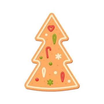 Gingerbread. Spice cake. Christmas tree. Fir tree. Flat, vector Illustrazione stock