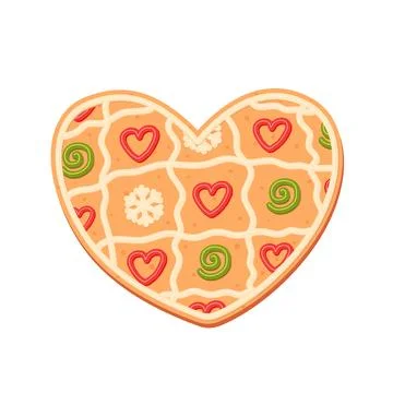 Gingerbread. Spice cake. Heart. Cookie. Flat, vector Illustrazione stock