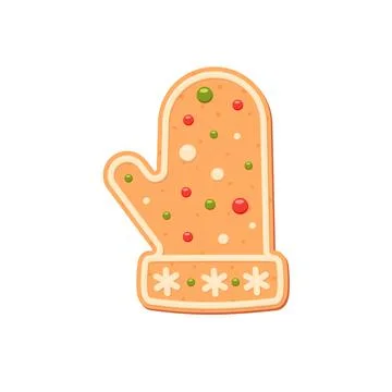 Gingerbread. Spice cake. Mitten. Cookie. Flat, vector Stock Illustration