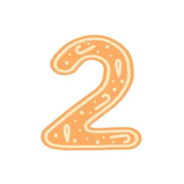 Gingerbread. Spice cake. Two 2. Cookie. Flat, vector Stock Illustration